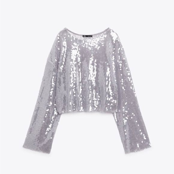 Zara Sequined T-shirt Small - NWT - Picture 5 of 11